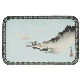 Japanese Wireless Cloisonné Serving Tray Meiji After Namikawa Sosuke