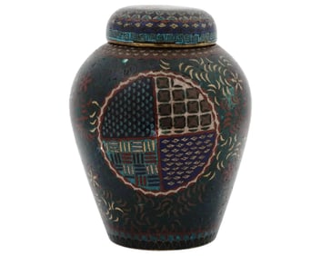 Antique Japanese Edo Period Cloisonne Enamel Jar