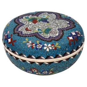 Meiji Japanese Totai Cloisonne Enamel Porcelain Box