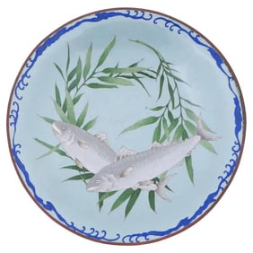 19th Century Japanese cloisonné Bowl with Fish Attributed to Hattori Tadasaburo
