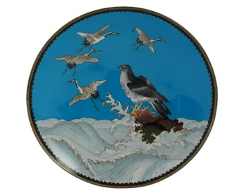 Antique Japanese Meiji Era Cloisonne Enamel Plate