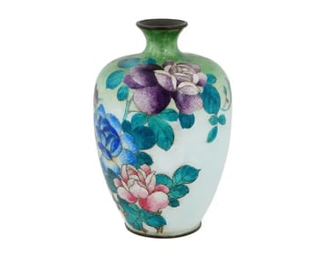 Antique Japanese Meiji Era Ginbari Cloisonne Vase