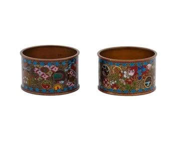 Antique Japanese Meiji Cloisonne Enamel Napkin Rings