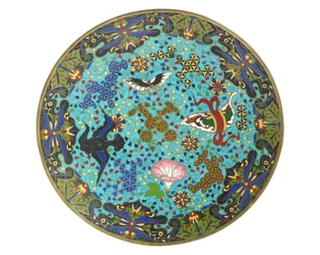 Antique Meiji Era Japanese Cloisonne Enamel Plate