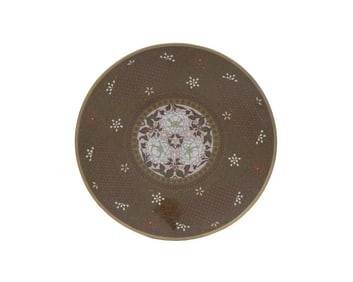 Antique Japanese Cloisonne Enamel Goldstone Pink Geometric Patterns Charger Plat
