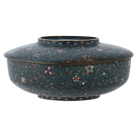 Antique Edo Japanese Cloisonne Geometric Design Box