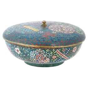 Antique Edo Japanese Cloisonne Geometric Design Box
