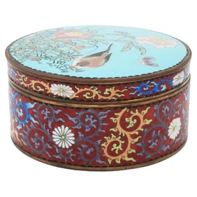 Antique Japanese Meiji Cloisonne Enamel Trinket Box