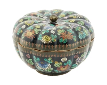 Japanese Cloisonne Enamel Lobulated Trinket Box