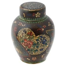 Japanese Meiji Totai Cloisonne Enamel Ceramic Jar