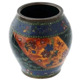 Antique Early Meiji Japanese Cloisonne Enamel Vase