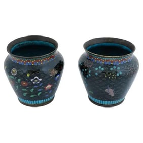 Antique Early Meiji Japanese Cloisonne Enamel Vases