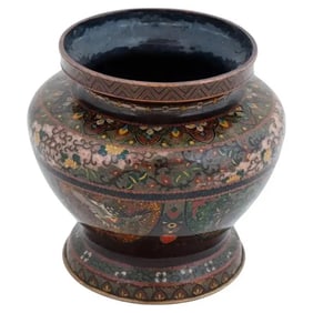 Antique Japanese Ota Tameshiro Meiji Enamel Vase