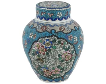 Japanese Totai Covered Cloisonne Enamel Porcelain Jar