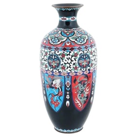 Large Antique Japanese Meiji Cloisonne Enamel Vase