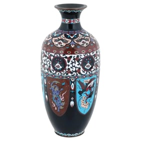 Large Antique Japanese Meiji Cloisonne Enamel Vase