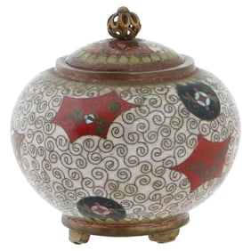 Antique Japanese Cloisonne Enamel Lidded Jar