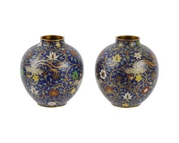 19Th Century Chinese Qing Cloisonne Enamel Vases