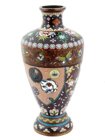 Meiji Japanese Cloisonne Enamel Medallions Design Vase