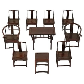 Chinese Wooden Chairs And Table For Doll House