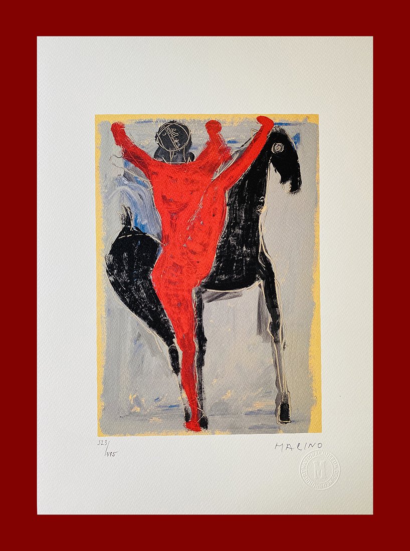 Marino Marini - Jockey and Horse: Marino Marini "Jockey and Horse". Beautiful lithograph by the italian master Marino Marini. Limited edition, hand numbered on lower left margin. Published by Birkhauser Kunstverlag, Basel. Lithograph,