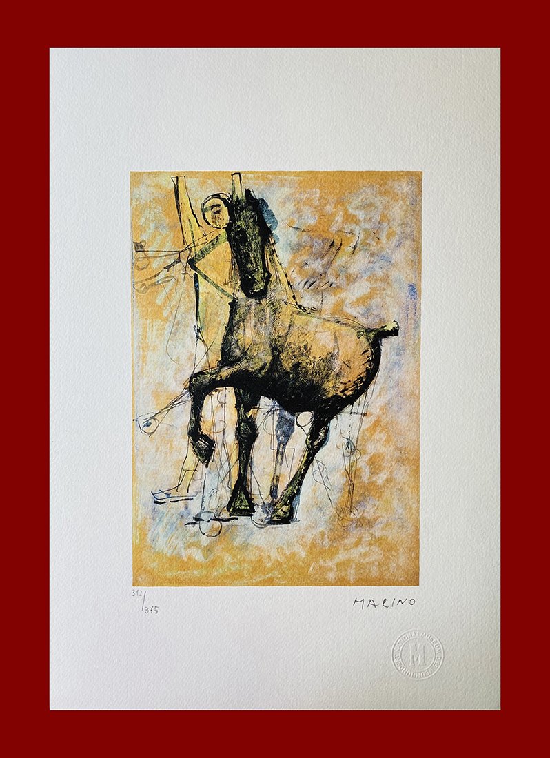 Marino Marini - Horse: Marino Marini "Horse". Beautiful lithograph by the italian master Marino Marini. Limited edition, hand numbered on lower left margin. Published by Birkhauser Kunstverlag, Basel. Lithograph, signed on 