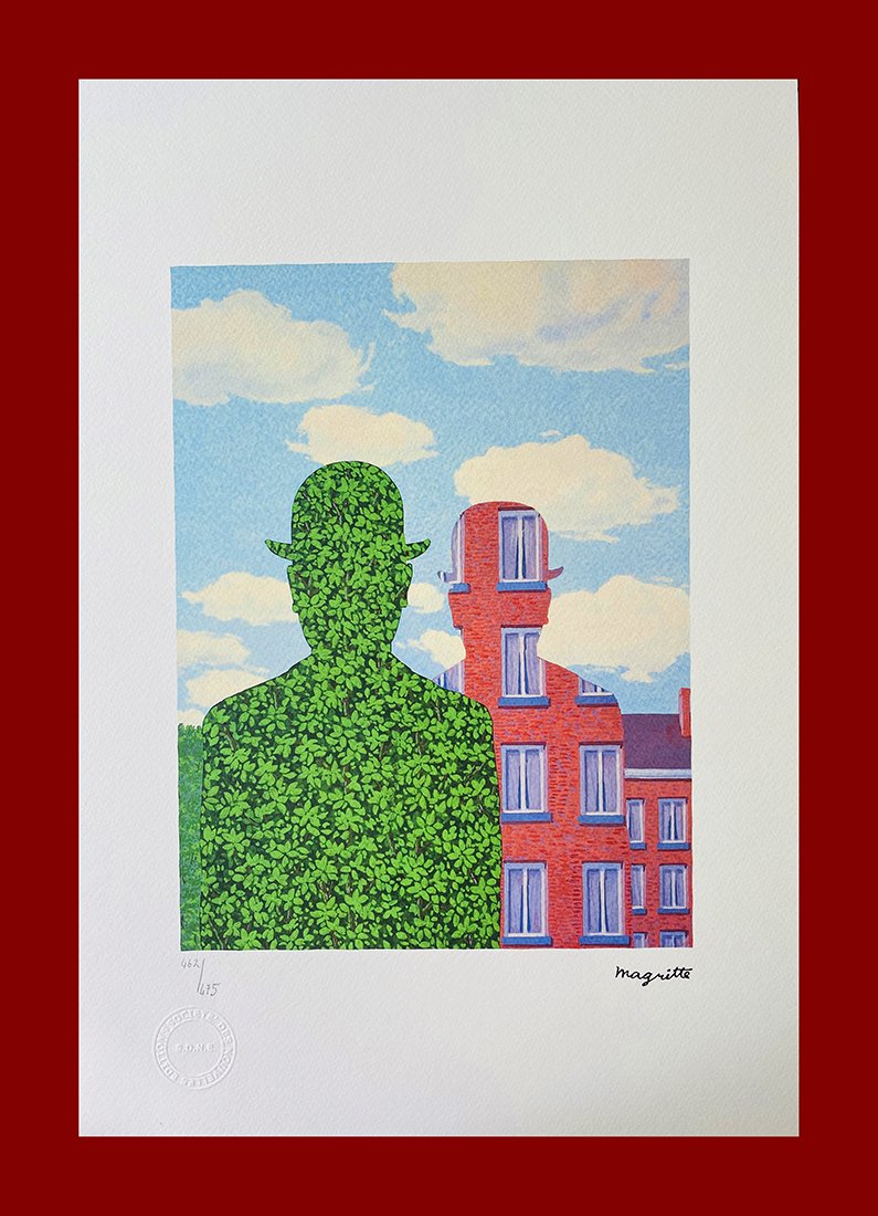 René Magritte - The Drums of Death: René Magritte "The Drums of Death". Beautiful lithograph by the belgian master René Magritte. Limited edition, hand numbered on lower left margin. Published by Societé Des Nouvelles Editions OPTA.