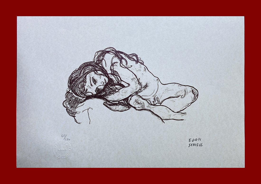 Egon Schiele - Nude Girl: Egon Schiele "Nude Girl". Beautiful lithograph by the french master Egon Schiele. Limited edition, hand numbered on lower left margin. Published by Societé Des Nouvelles Editions OPTA. Lithograph, si