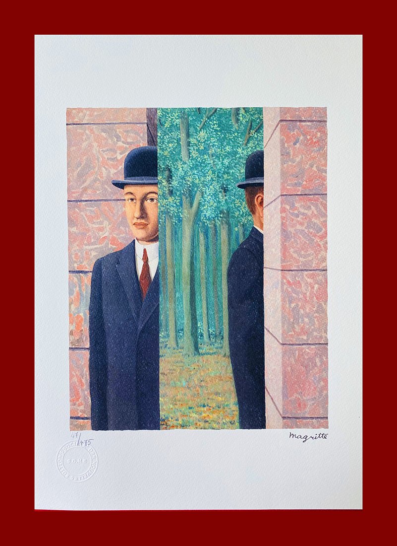 René Magritte - The common place: René Magritte "The common place". Beautiful lithograph by the belgian master René Magritte. Limited edition, hand numbered on lower left margin. Published by Societé Des Nouvelles Editions OPTA. Li