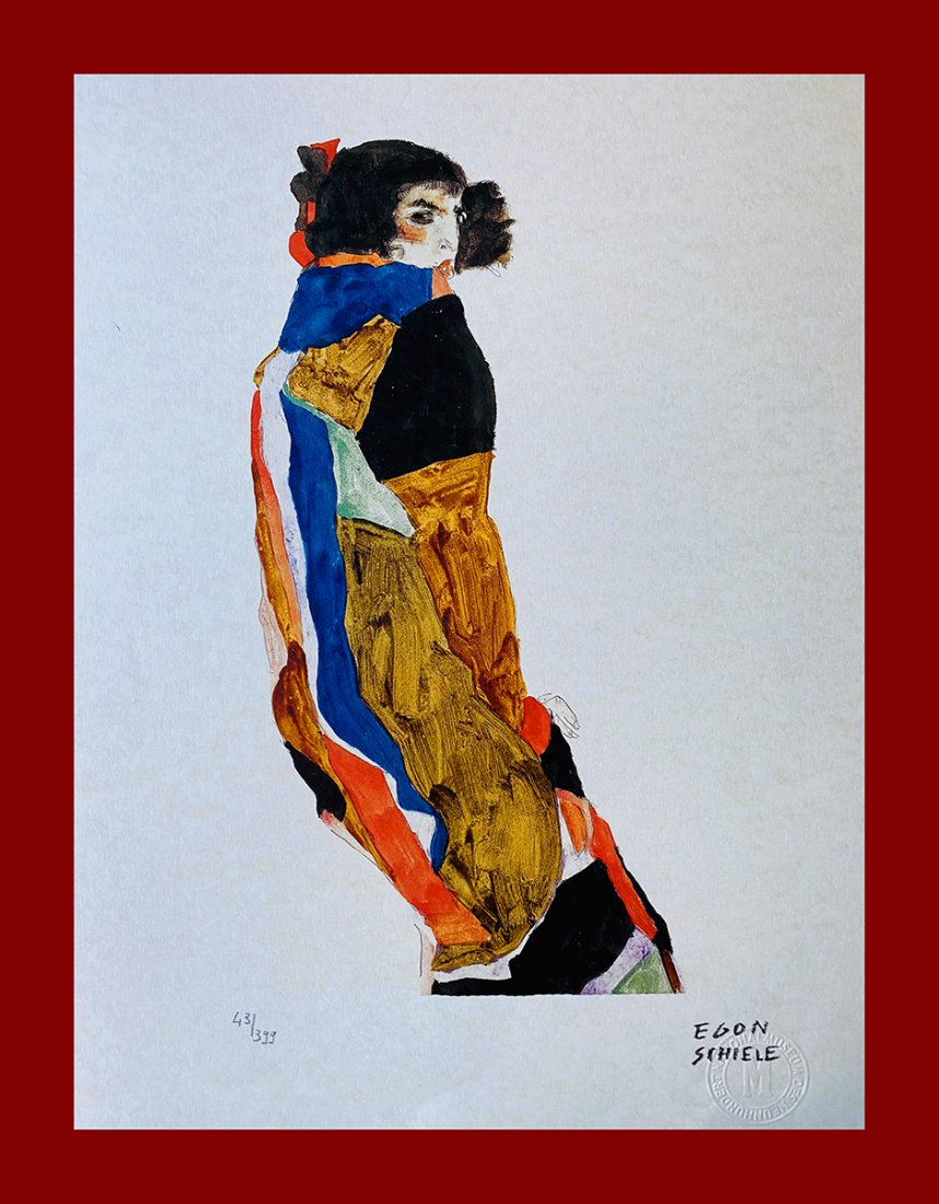 Egon Schiele - Moa the Dancer: Egon Schiele "Moa the Dancer". Beautiful lithograph by the austrian master Egon Schiele. Limited edition, hand numbered on lower left margin. Published by Birkhauser Kunstverlag, Basel. Lithograph, si