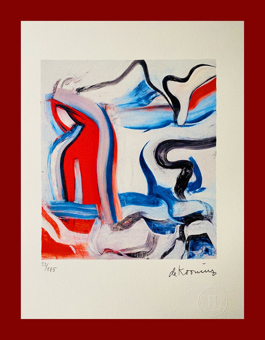 Willem De Kooning - Untitled: Willem De Kooning "Untitled". Beautiful lithograph by the dutch master Willem De Kooning. Limited edition, hand numbered on lower left margin. Published by Birkhauser Kunstverlag, Basel. Lithograph, s