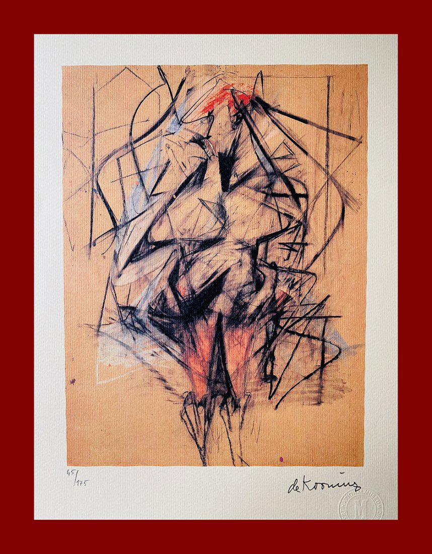 Willem de Kooning - Untitled: Willem De Kooning "Untitled". Beautiful lithograph by the dutch master Willem De Kooning. Limited edition, hand numbered on lower left margin. Published by Birkhauser Kunstverlag, Basel. Lithograph, s