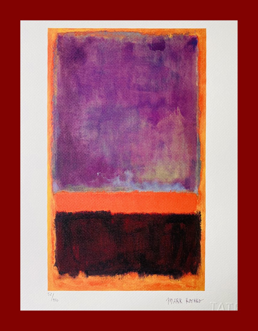 Mark Rothko - Untitled: Mark Rothko "Untitled". Beautiful phototype heliogravure by the latvian master Mark Rothko. Limited edition, hand numbered on lower left margin. Heliogravure, signed on plate on the right margin. On f