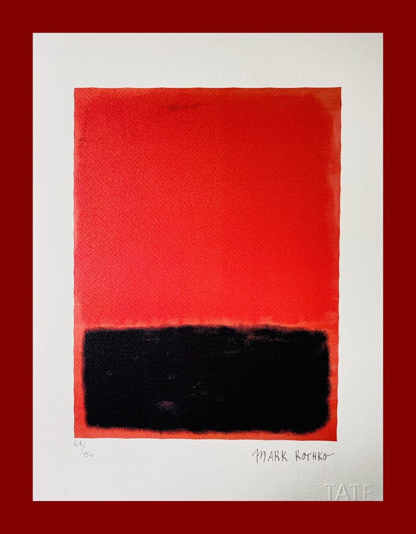 Mark Rothko - Royal Red and Black: Mark Rothko "Royal Red and Black". Beautiful phototype heliogravure by the latvian master Mark Rothko. Limited edition, hand numbered on lower left margin. Heliogravure, signed on plate on the right m
