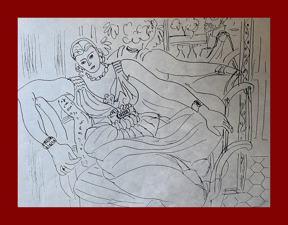 Henri Matisse - Reclined Model in the artist's Atelier: Henri Matisse "Reclined Model in the artist's Atelier". Beautiful lithograph by the french master Henri Matisse, from the edition of drawings by "Cahiers d'Art, Paris" published by the famous editeur 