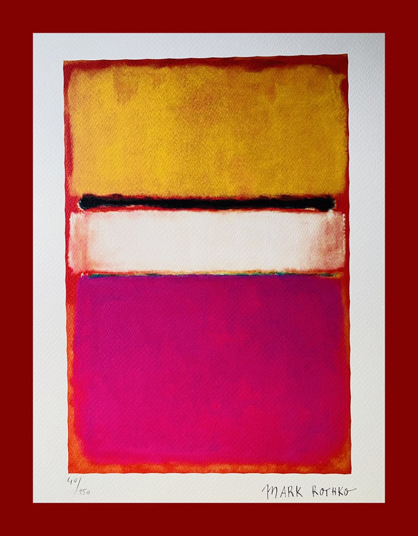 Mark Rothko - Lavander on Rose: Mark Rothko "Lavander on Rose". Beautiful phototype heliogravure by the latvian master Mark Rothko. Limited edition, hand numbered on lower left margin. Heliogravure, signed on plate on the right marg