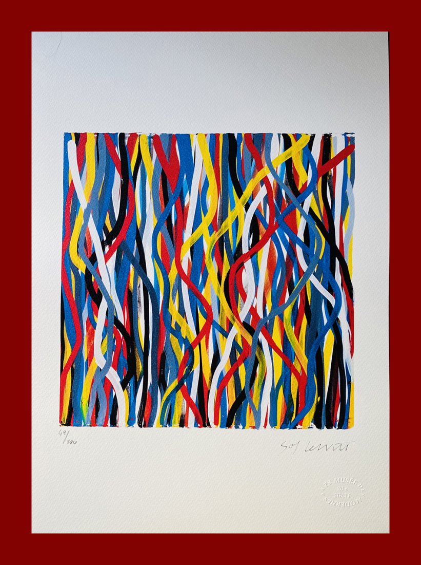 Sol Lewitt - Vertical Brushstrokes: Sol Lewitt "Vertical Brushstrokes". Beautiful lithograph by the american master Sol Lewitt. Limited edition, hand numbered on lower left margin. Published by Editions du Rhin, Strasbourg. Lithograph,