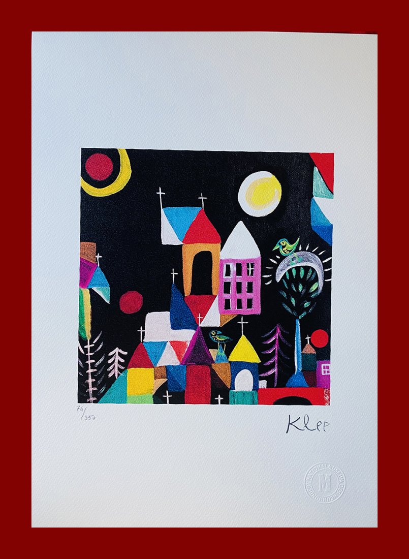 Paul Klee - Moonshine: Paul Klee "Moonshine". Beautiful lithograph by the swiss master Paul Klee. Limited edition, hand numbered on lower left margin. Published by Birkhauser Kunstverlag, Basel. Lithograph, signed on plate 