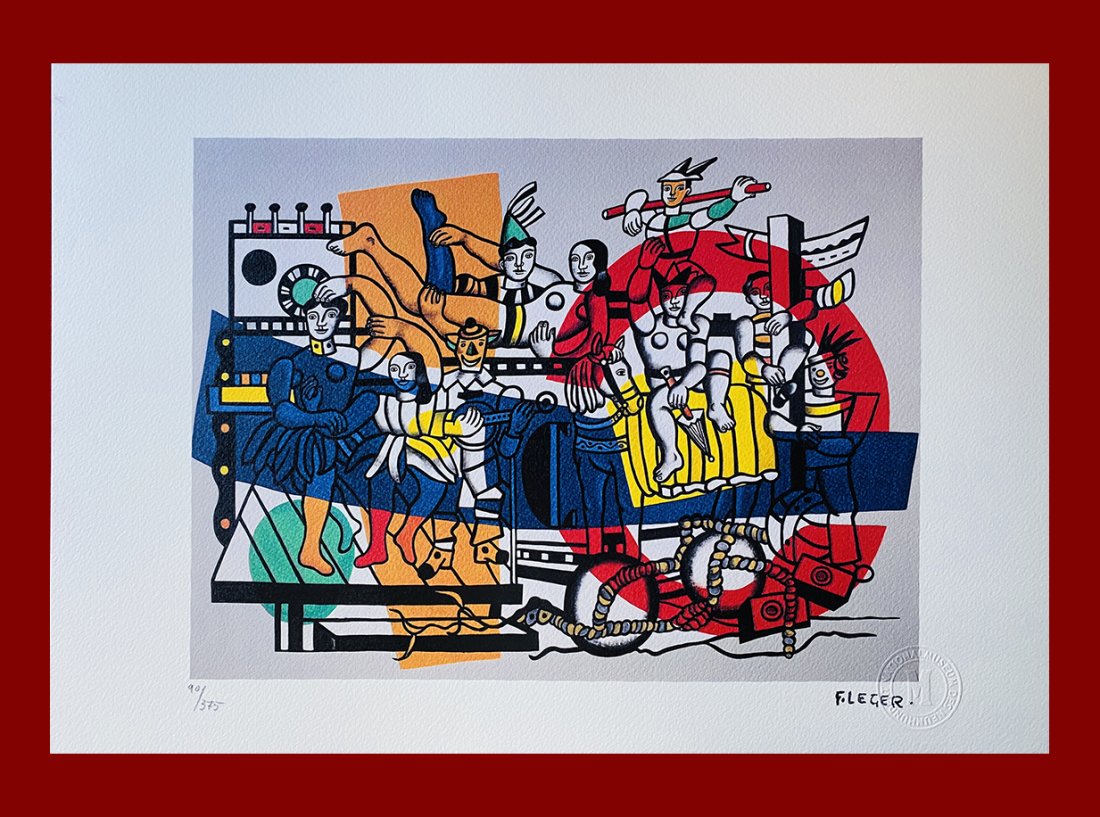 Fernand Léger - The Circus Wagon: Fernand Léger "The Circus Wagon". Beautiful lithograph by the french master Fernand Léger. Limited edition, hand numbered on lower left margin. Published by Birkhauser Kunstverlag, Basel. Lithograph