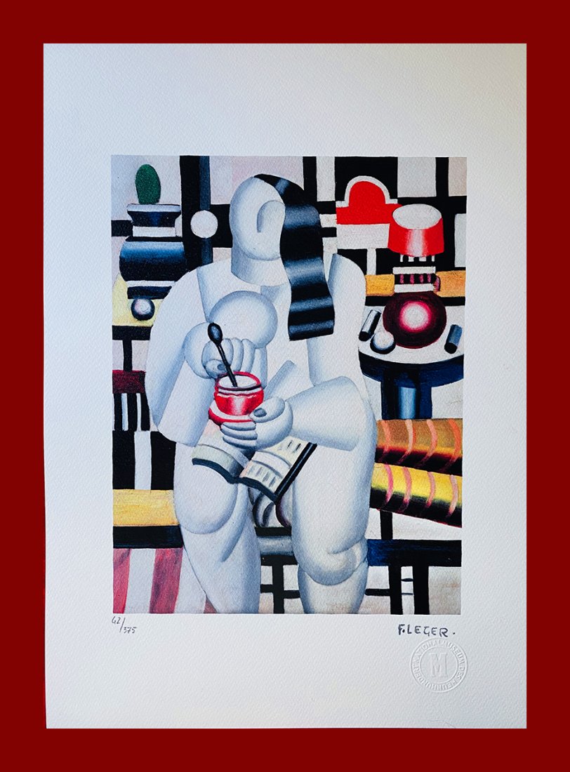 Fernand Léger - Tea Cup: Fernand Léger "Tea Cup". Beautiful lithograph by the french master Fernand Léger. Limited edition, hand numbered on lower left margin. Published by Birkhauser Kunstverlag, Basel. Lithograph, signed