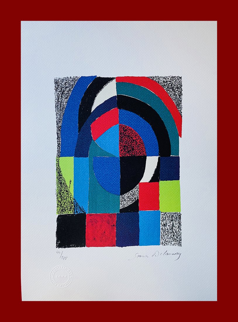 Sonia Delaunay - Cathedral: Sonia Delaunay "Cathedral". Beautiful lithograph by the french master Sonia Delaunay. Limited edition, hand numbered on lower left margin. Published by Societé Des Nouvelles Editions OPTA. Lithograph