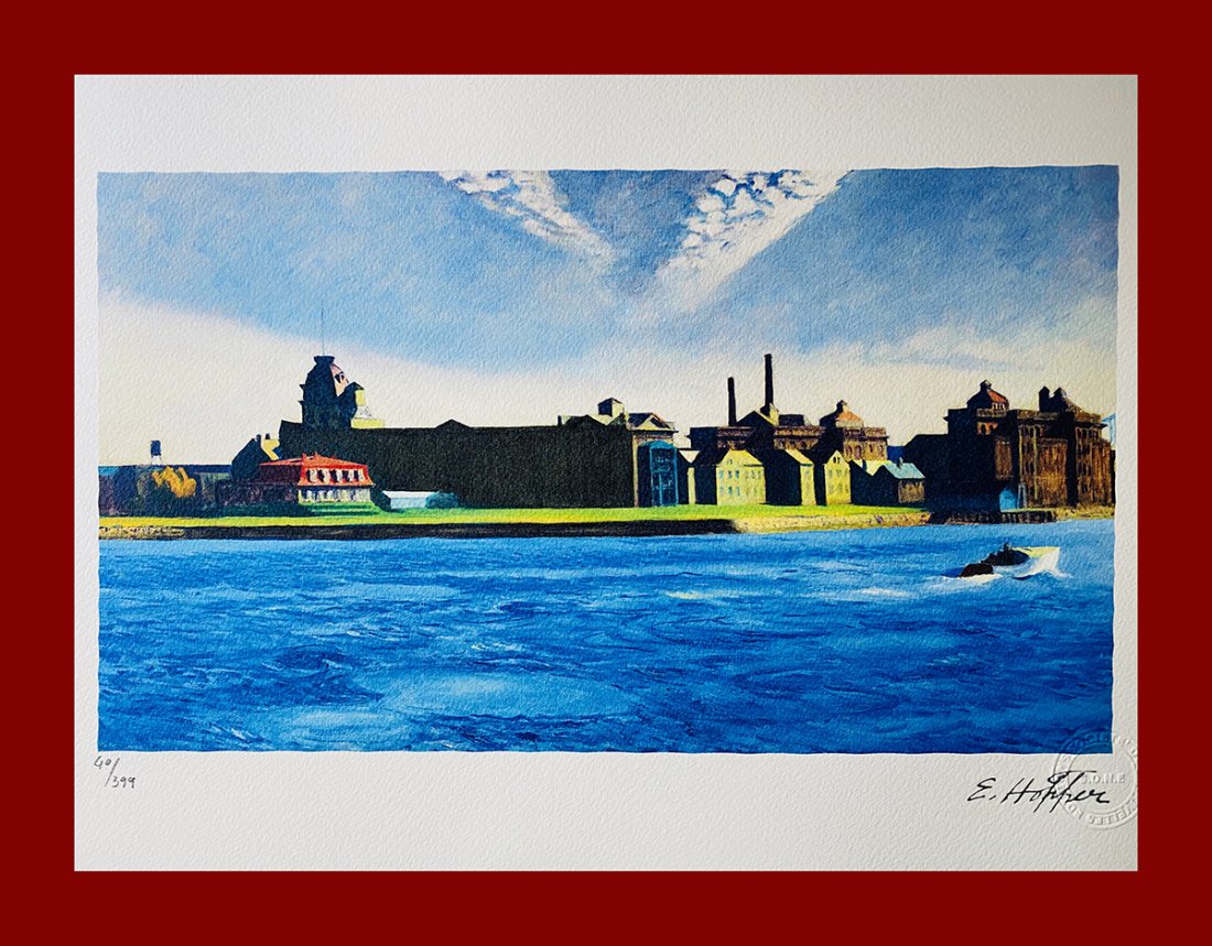 Edward Hopper - Blackwells Island: Edward Hopper "Blackwells Island". Beautiful lithograph by the american master Edward Hopper. Limited edition, hand numbered on lower left margin. Published by Societé Des Nouvelles Editions OPTA. Li