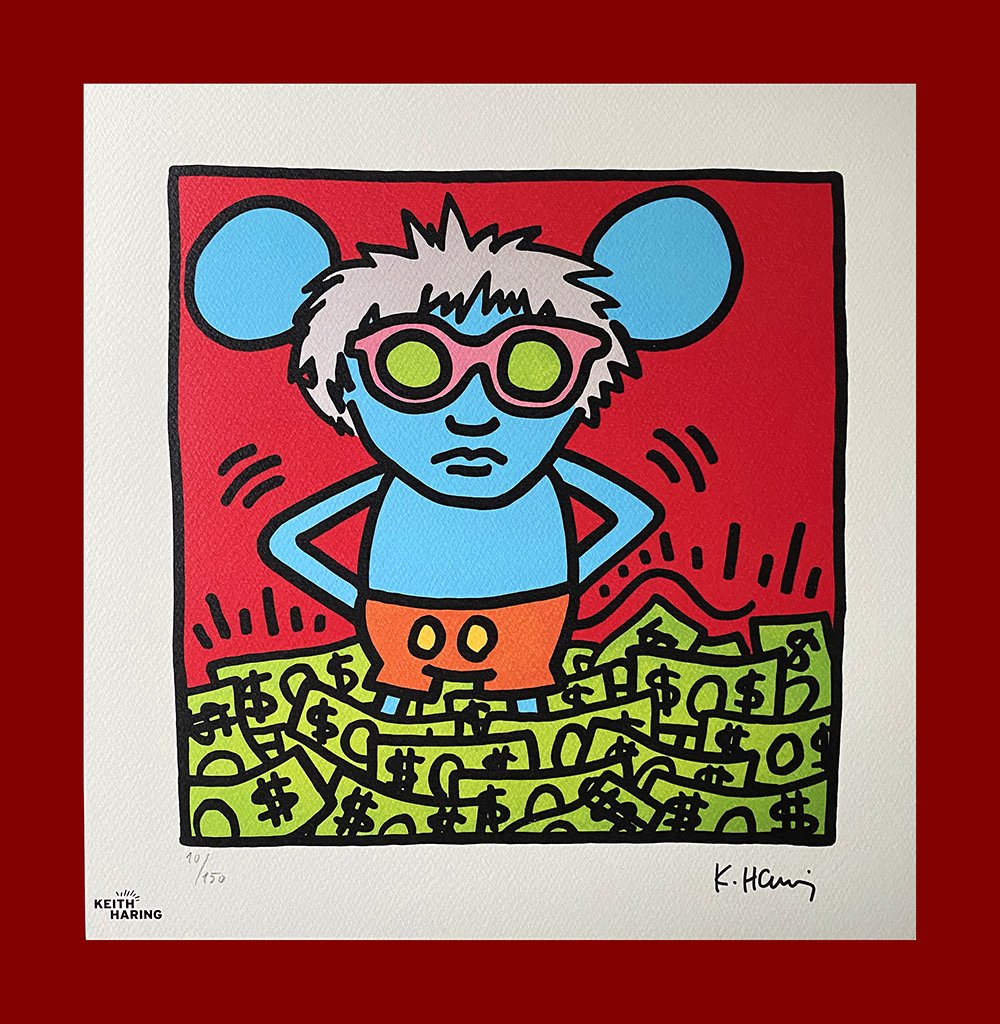Keith Haring - Andy Mouse: Keith Haring "Andy Mouse". Beautiful lithograph by the american master Keith Haring. Limited edition, hand numbered on lower left margin. Lithograph, signed on plate on the right margin. Stamp "Keith 