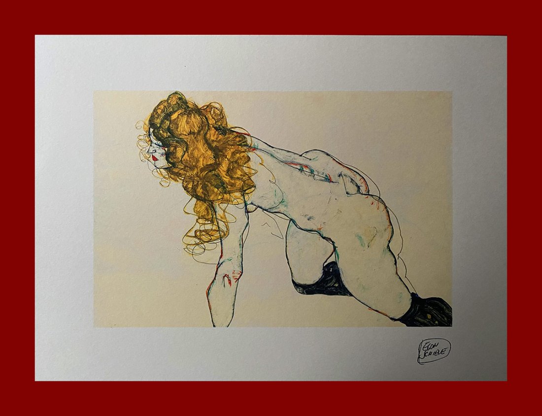 Egon Schiele - Portrait of Blonde Woman: Egon Schiele "Portrait of Blonde Woman". Beautiful hand-crafted lithograph by the austrian master Egon Schiele. Limited edition. Published by Graphische Sammlung Albertina. Lithograph, signed on plate