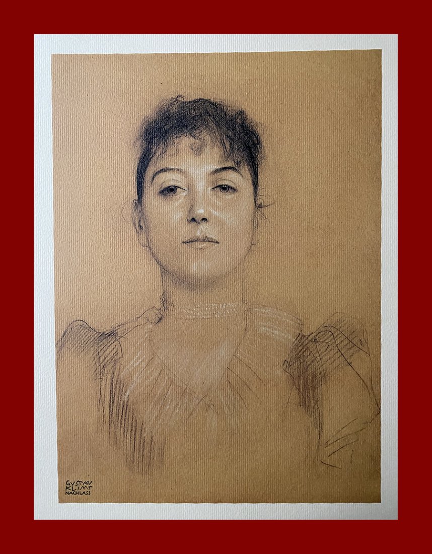 Gustav Klimt - Portrait of a Woman: Gustav Klimt "Portrait of Woman". Beautiful lithograph by the austrian master Gustav Klimt. Limited edition. Published by Gustav Gluck. Lithograph, signed on plate on the right margin. On fine art pap