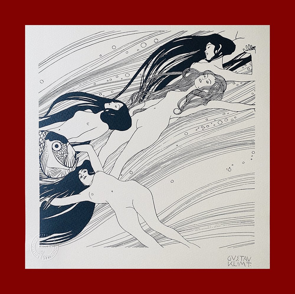Gustav Klimt - Fish Blood: Gustav Klimt "Fish Blood". Beautiful lithograph by the austrian master Gustav Klimt. Limited edition, hand numbered on lower left margin. Published by Societé Des Nouvelles Editions OPTA. Lithograph,