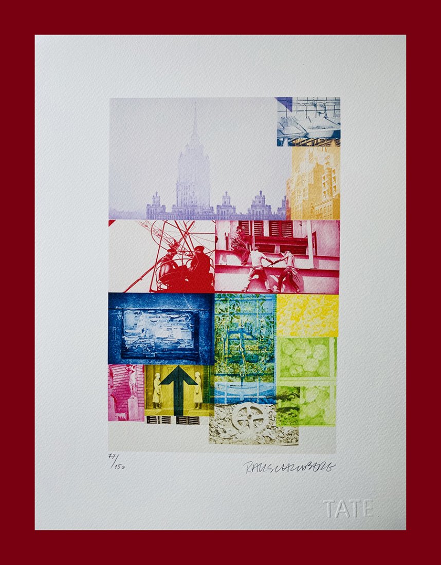 Robert Rauschenberg - Soviet American Array III: Robert Rauschenberg "Soviet American Array III". Beautiful original lithograph by the american master Robert Rauschenberg. Limited edition, hand numbered on lower left margin. Lithograph, signed on pl