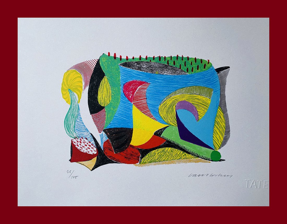 David Hockney - Above & Beyond: David Hockney "Above & Beyond". Beautiful lithograph by the english master David Hockney. Limited edition, hand numbered on lower left margin. Lithograph, signed on plate on the right margin. On fine 