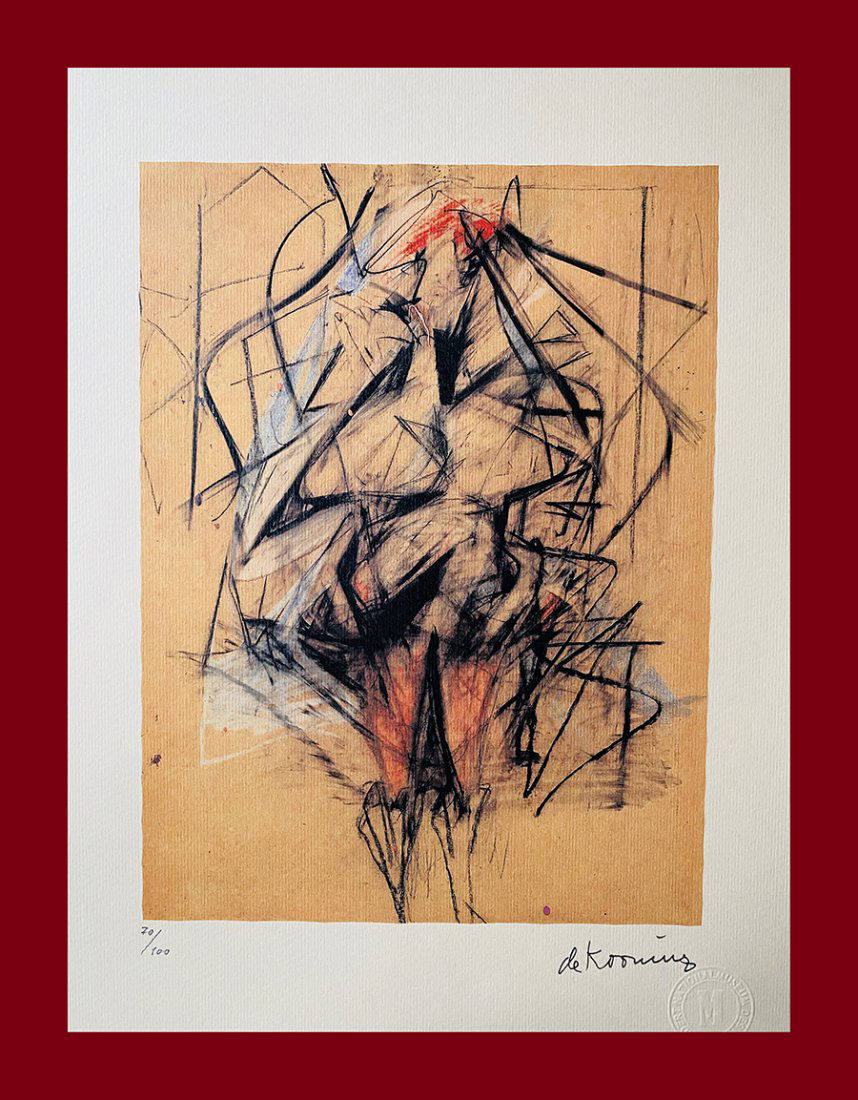Willem de kooning - Untitled: Willem De Kooning "Untitled". Beautiful lithograph by the dutch master Willem De Kooning. Limited edition, hand numbered on lower left margin. Published by Birkhauser Kunstverlag, Basel. Lithograph, s