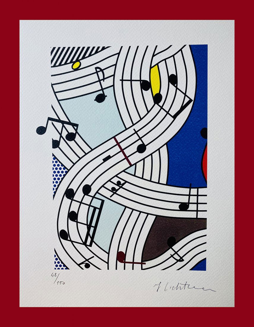 Roy Lichtenstein - Composition: Roy Lichtenstein "Composition". Beautiful lithograph by the american master Roy Lichtenstein. Limited edition, hand numbered on lower left margin. Published by Societé Des Nouvelles Editions OPTA in